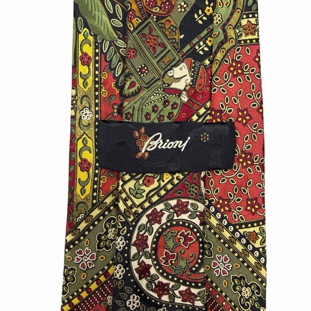 Brioni Limited Edition Paisley Indian Circus Elephant Satin Silk 3 7/8" x 62.5"